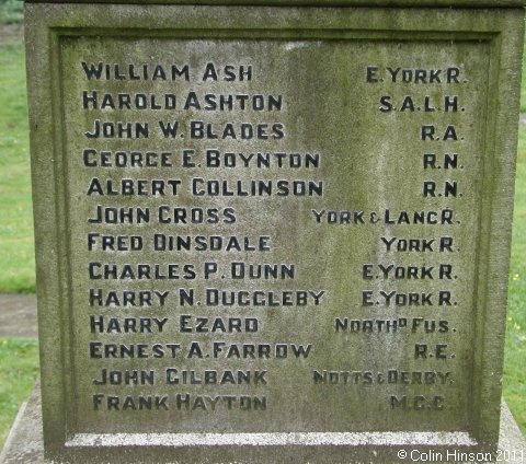 The 1914-1919 War Memorial in the Churchyard.