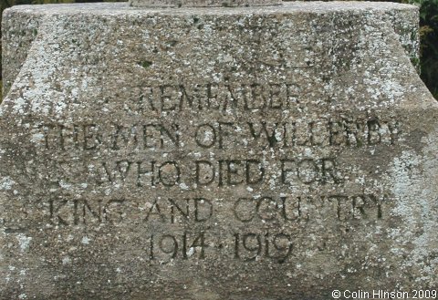 The World War I and II Memorial at Willerby (near Scarborough).