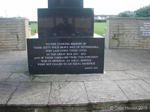 The War Memorial just off the sea front at Withernsea.