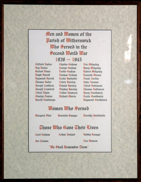 The World War II Memorial Plaque in St. Alban's Church.