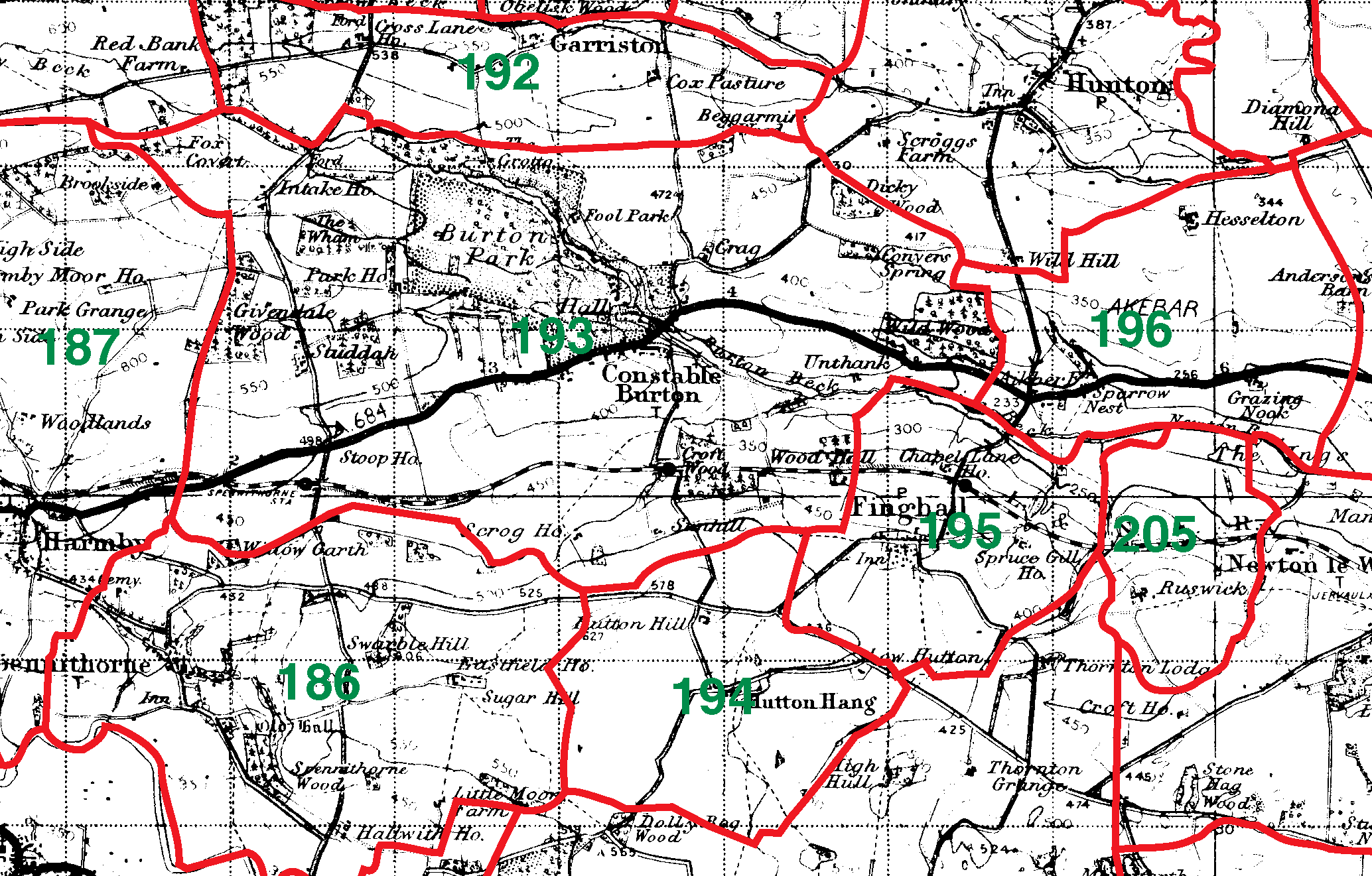 Finghall boundaries map