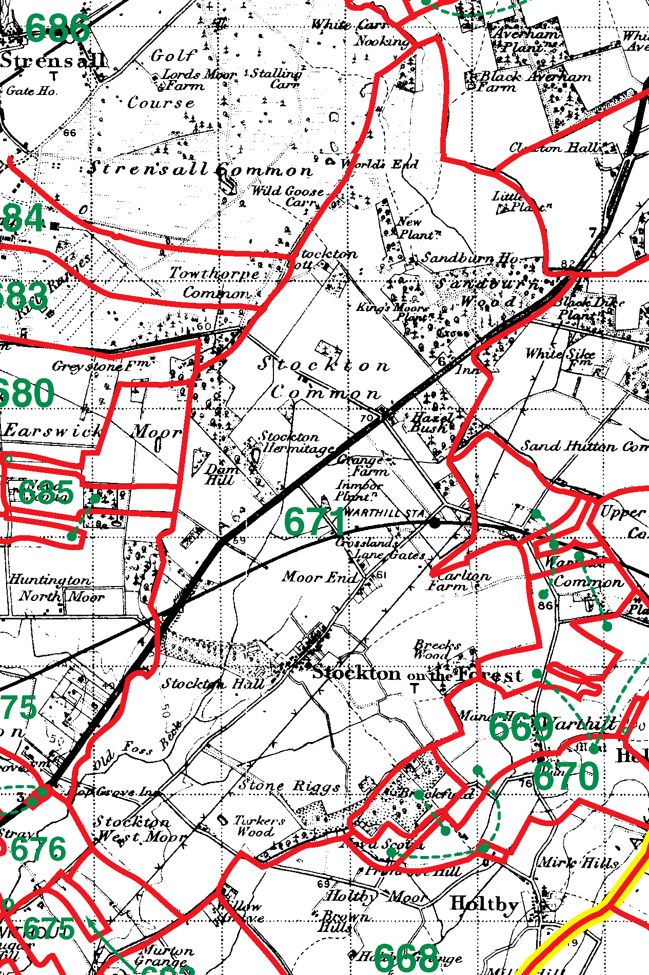 Stockton On The Forest boundaries map