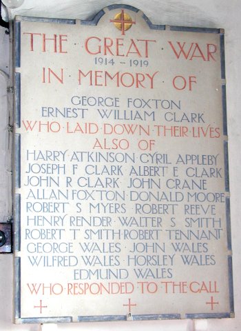 The Memorial Plaque in St. Peter's Church, Dalby.