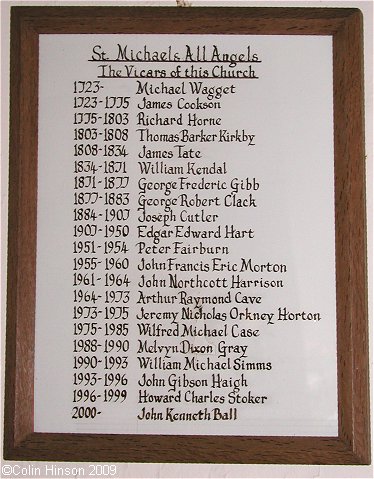 The List of Vicars in St. Michael's Church, Downholme.