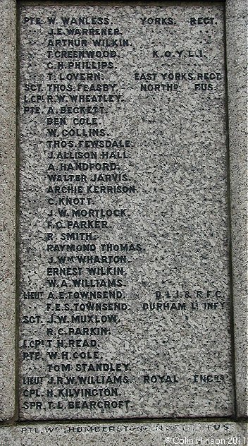 The 1914-1918 and 1939-45 War Memorial at Eston.