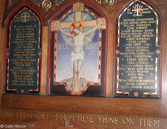 The War Memorial Plaque in All Saint's Church, Great Ayton.
