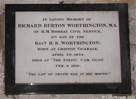 The Monument to the Rev'd H.B. Worthington in St. Andrew's Church, Grinton.