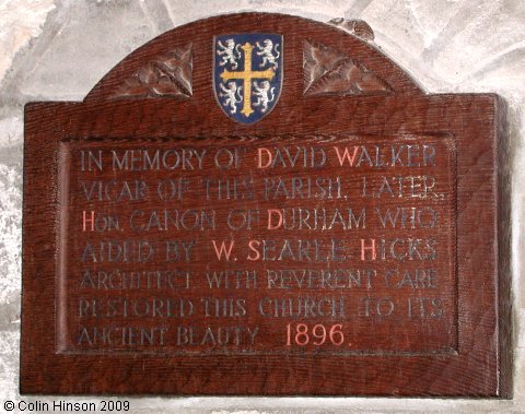 The Monument to Rev'd. David Walker in St. Andrew's Church, Grinton.