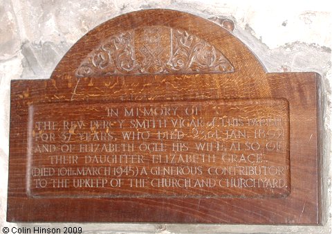 The Monument to Rev'd. Percy Smith and family in St. Andrew's Church, Grinton.