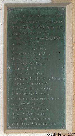The Roll of Honour in St. Wilfrid's Church, Kirby Knowle.