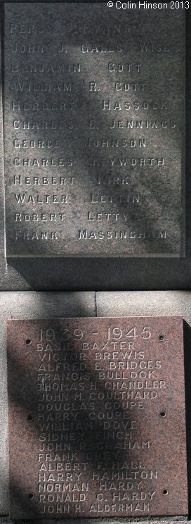 The World Wars I and II War memorial at St. Marks church, Marske by the Sea.