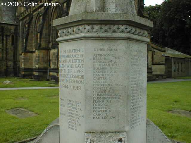 The 1914-1918 and 1939-1945 War Memorial near Northallerton Church.