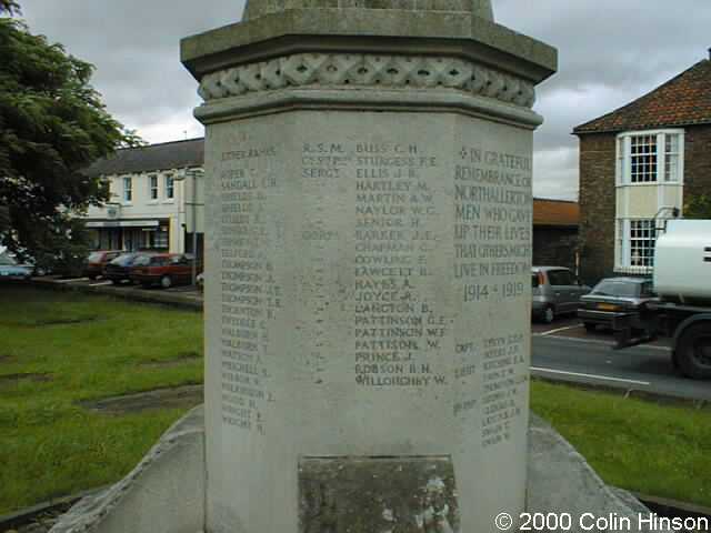 The 1914-1918 and 1939-1945 War Memorial near Northallerton Church.