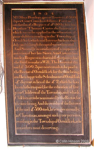 The Bowdery Bequests in St. Oswalds's Church, Oswaldkirk.