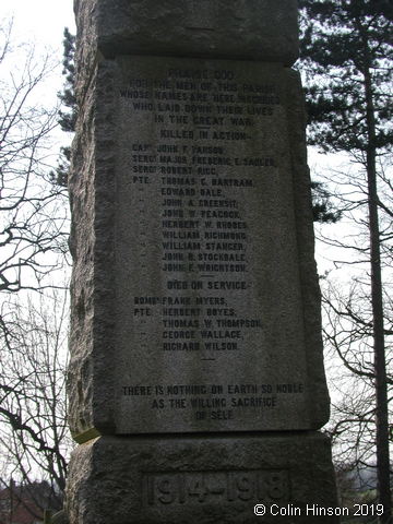 The War Memorial in All Saints' Churchyard, Pickhill.