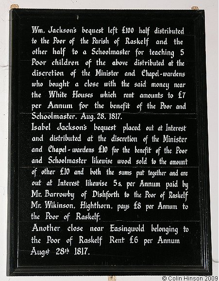 The list of Benefactions in St. Mary's Church, Raskelf.