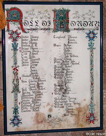 The Roll of Honour in St. Giles's Church, Skelton.