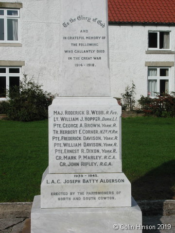 The War Memorial at South Cowton.