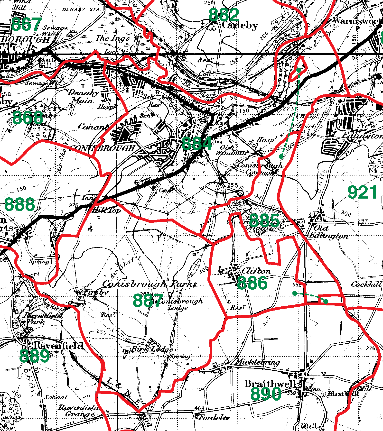 Conisbrough boundaries map
