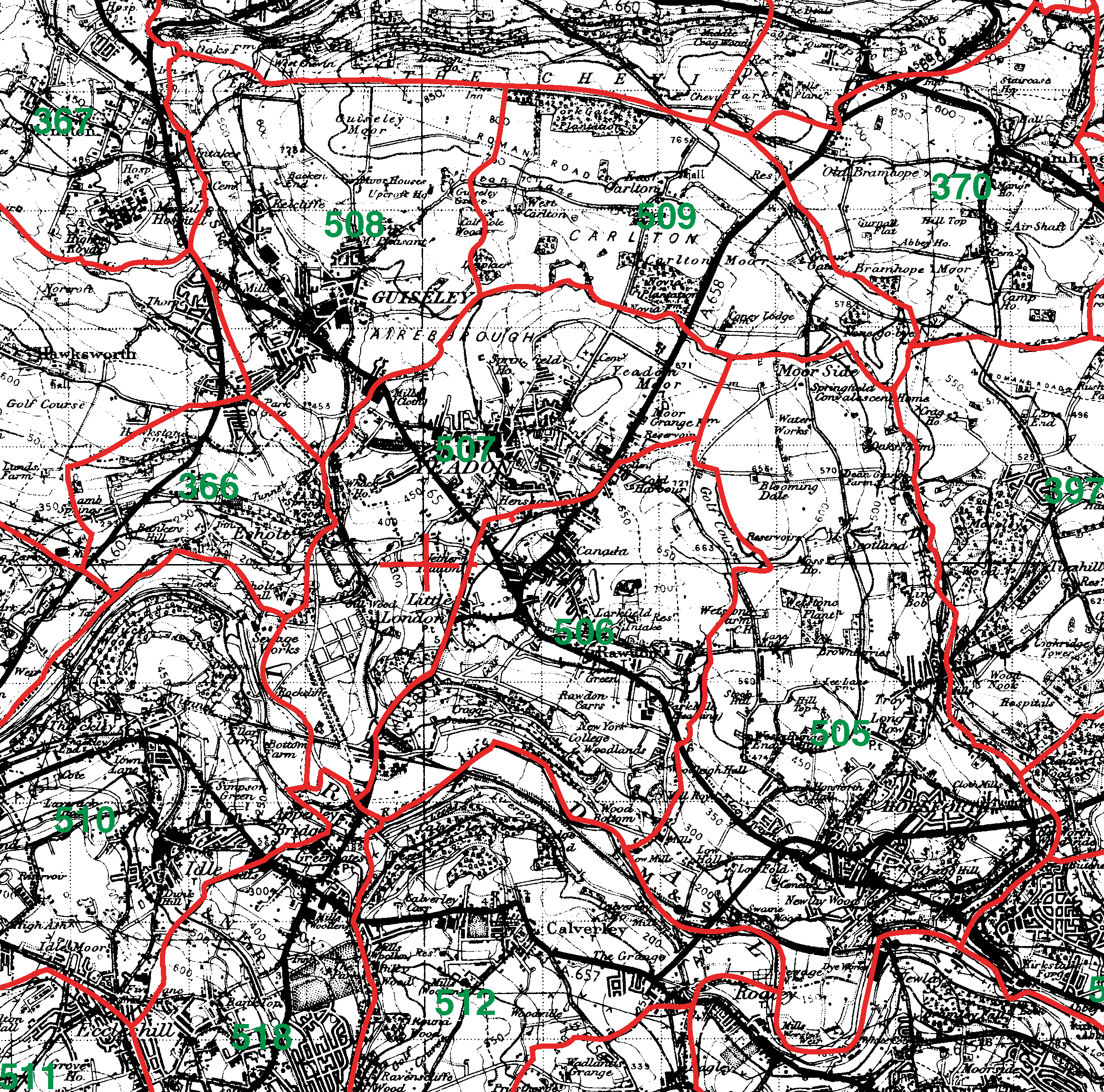 Guiseley boundaries map