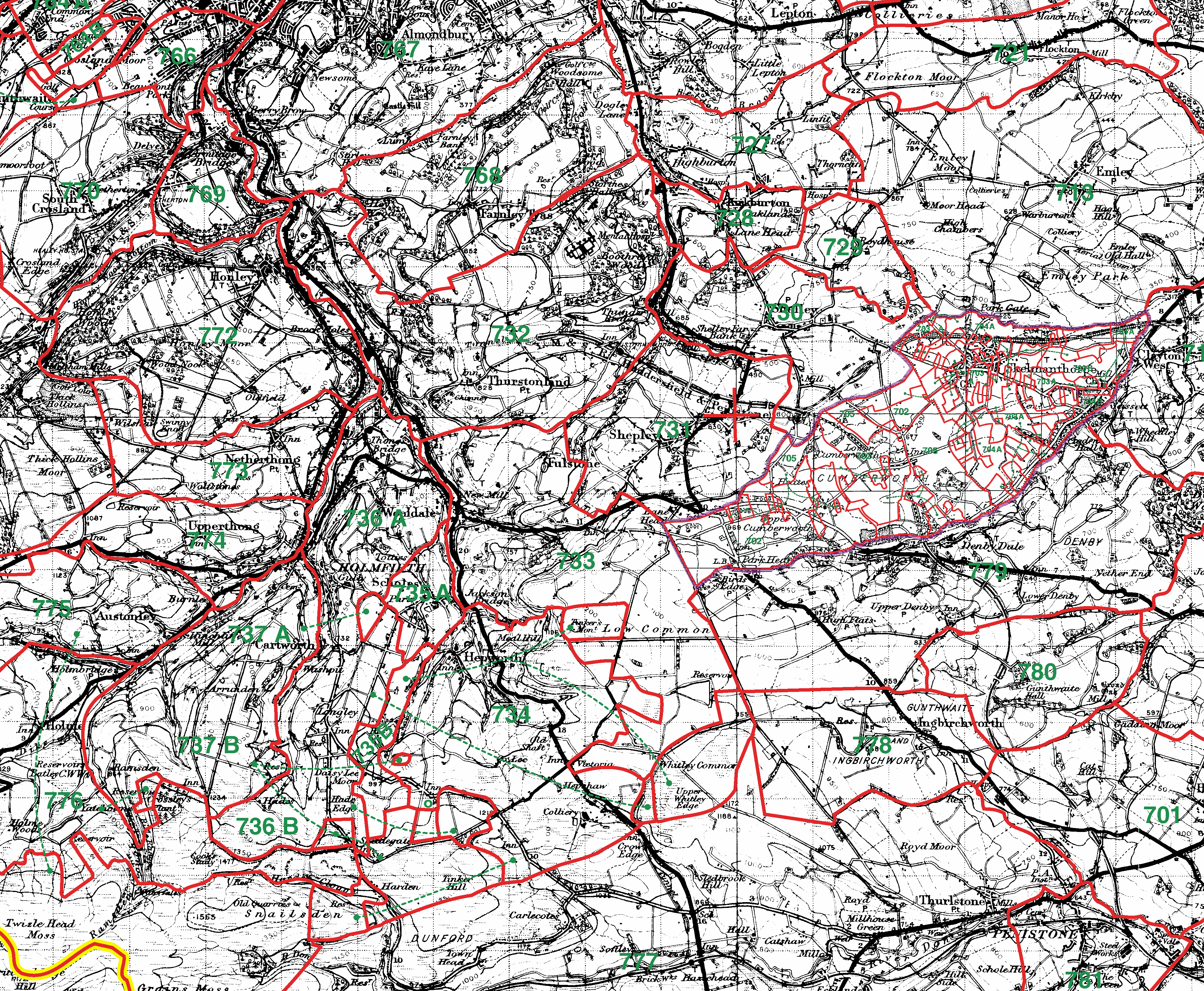 Kirkburton boundaries map