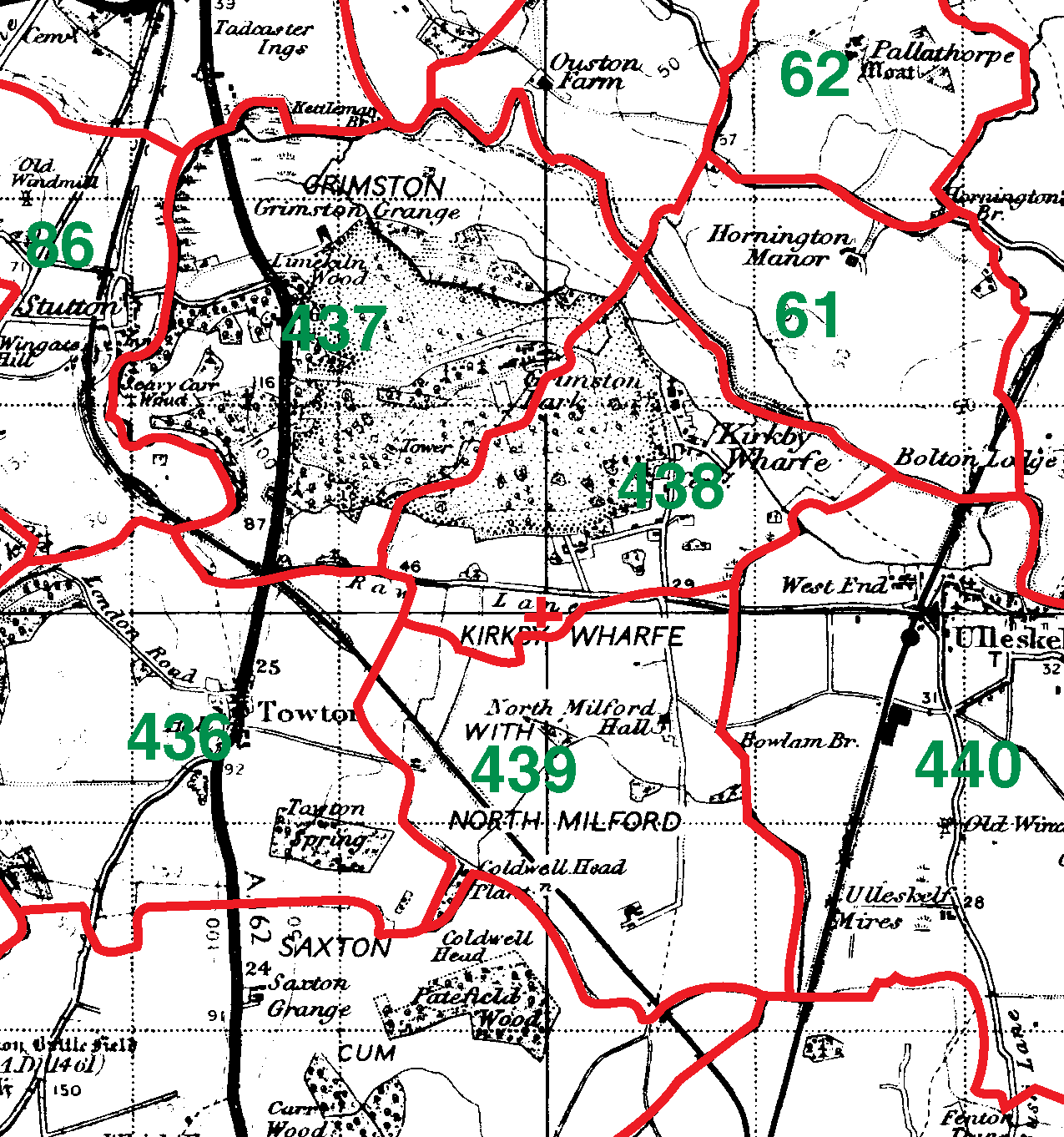 Kirkby Wharfe boundaries map