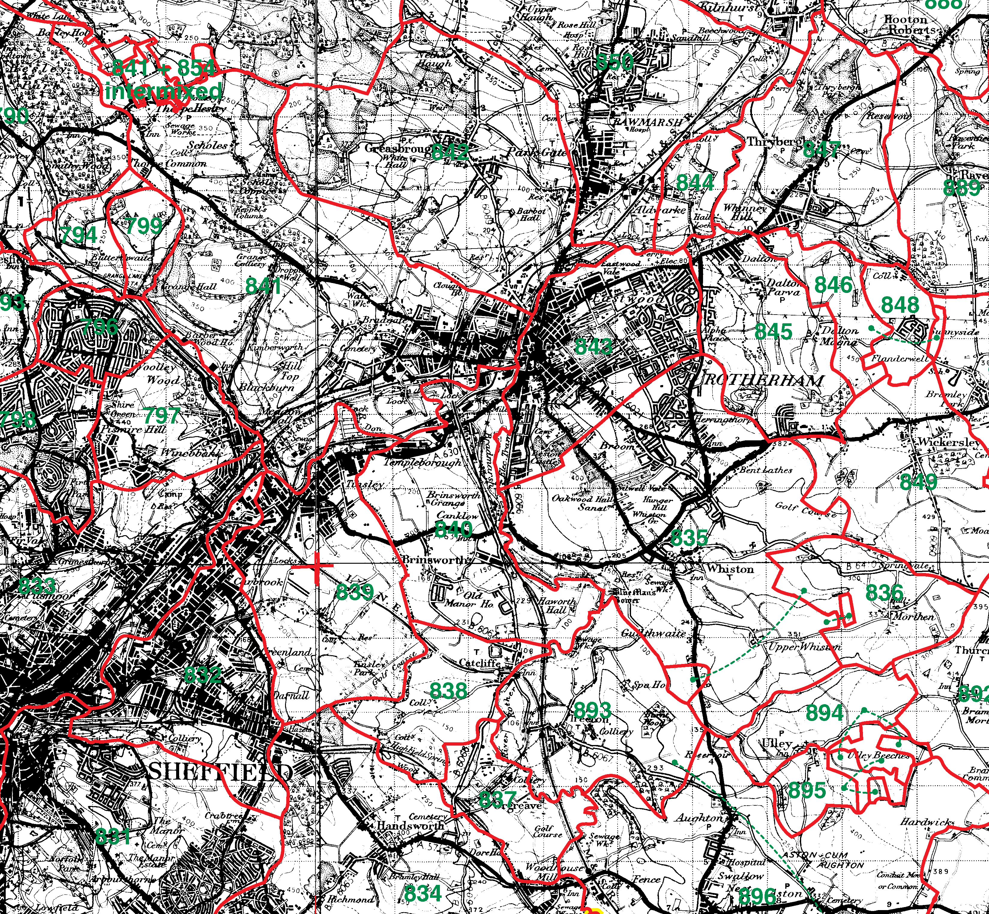 Rotherham boundaries map