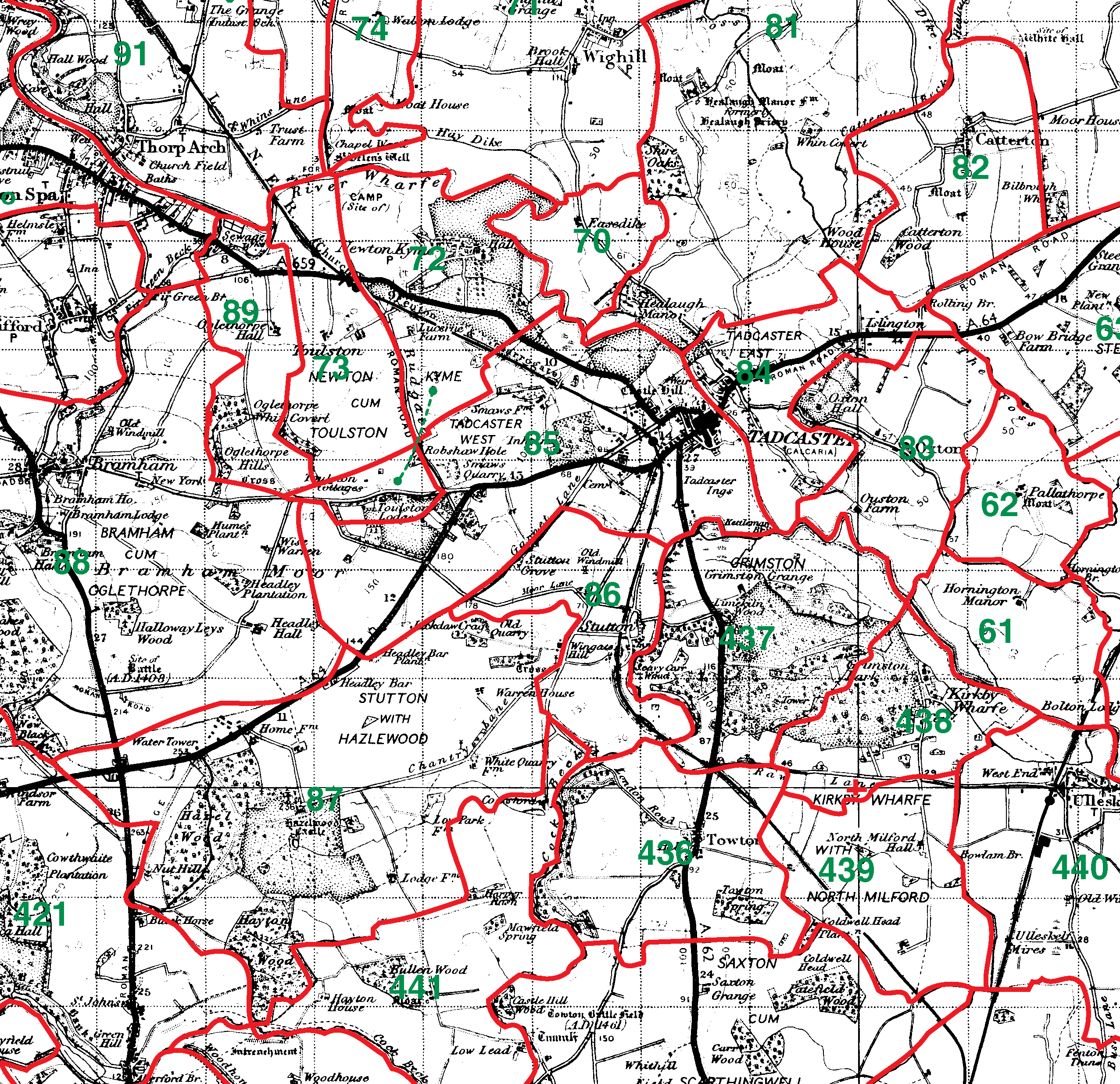 Tadcaster boundaries map