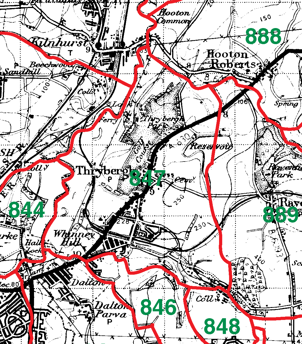 Thrybergh boundaries map