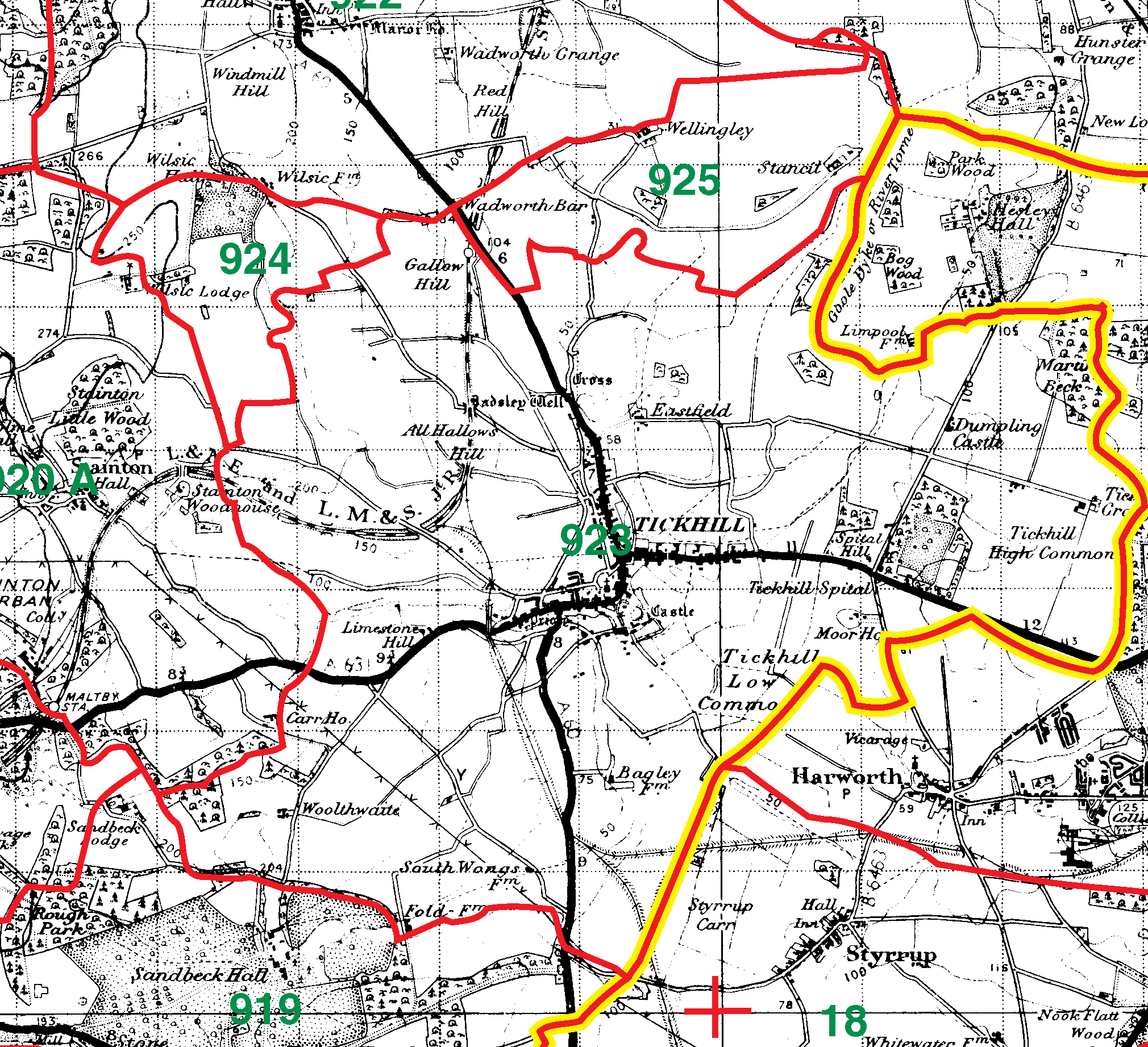 Tickhill boundaries map