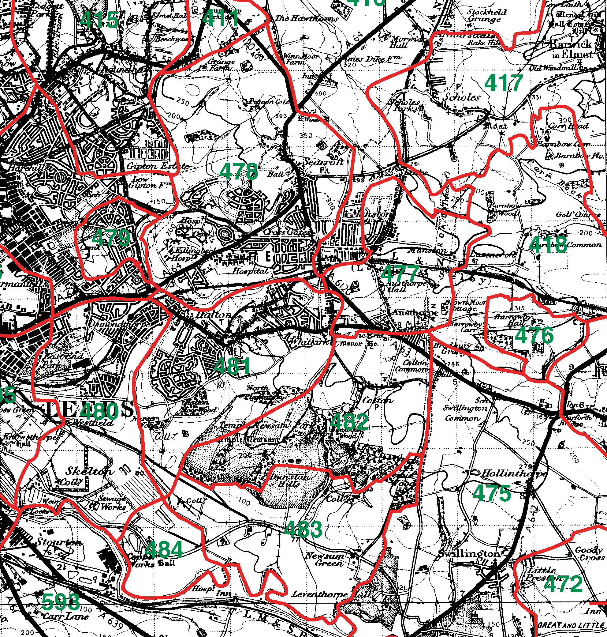 Whitkirk boundaries map