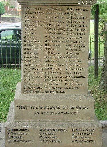 The War Memorial at Cornholme.