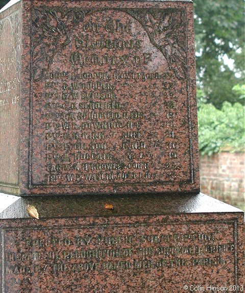The World War I and II memorial in the churchyard at Fishlake