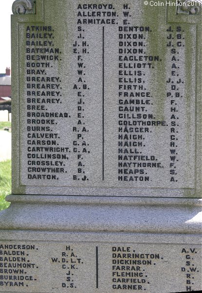 The World War I and II War Memorial in St Paul's Churchyard, Hanging Heaton.