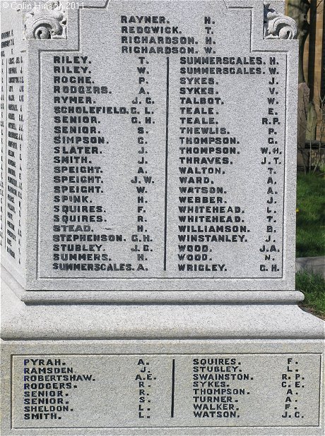 The World War I and II War Memorial in St Paul's Churchyard, Hanging Heaton.