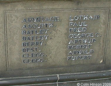 The War Memorial in front of the United Reformed Church, Heckmondwike.