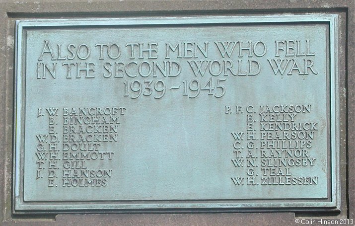 The World Wars I and II memorial near the church at Kildwick