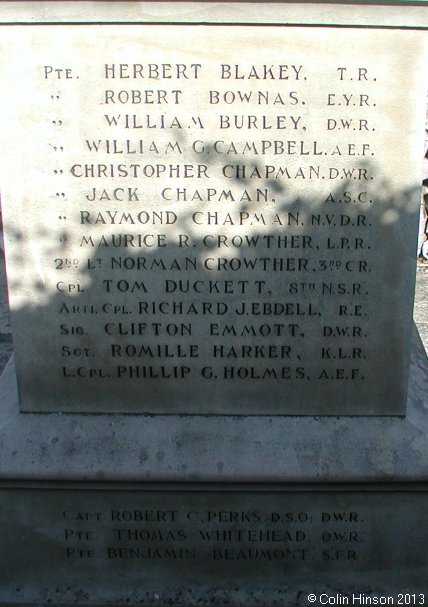 The World wars I and II memorial at Linton in Craven