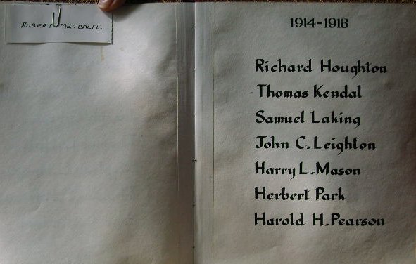 The World War I and II Memorial book, in St. Andrew's Church, Sedbergh.