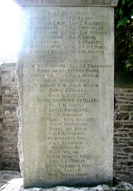 The World War I memorial at Stainforth