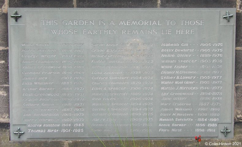 The Monumental plaque in the Church-yard at Todmorden.
