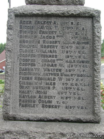 The War Memorial at Treeton.