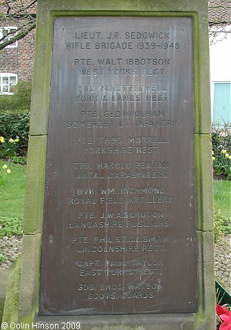The World War I memorial at Whixley.