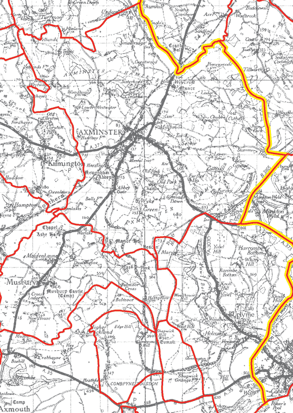 GENUKI: Axminster Parish Boundaries, Devon