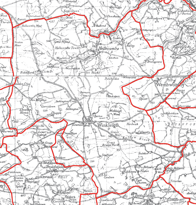 GENUKI: Winkleigh Parish Boundaries, Devon